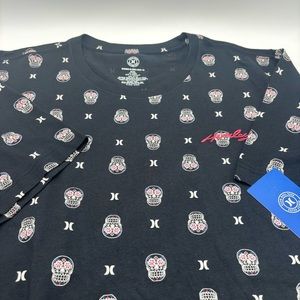 Hurley Calavera Print Graphic Tee sugar skull Size XXL 2XL
